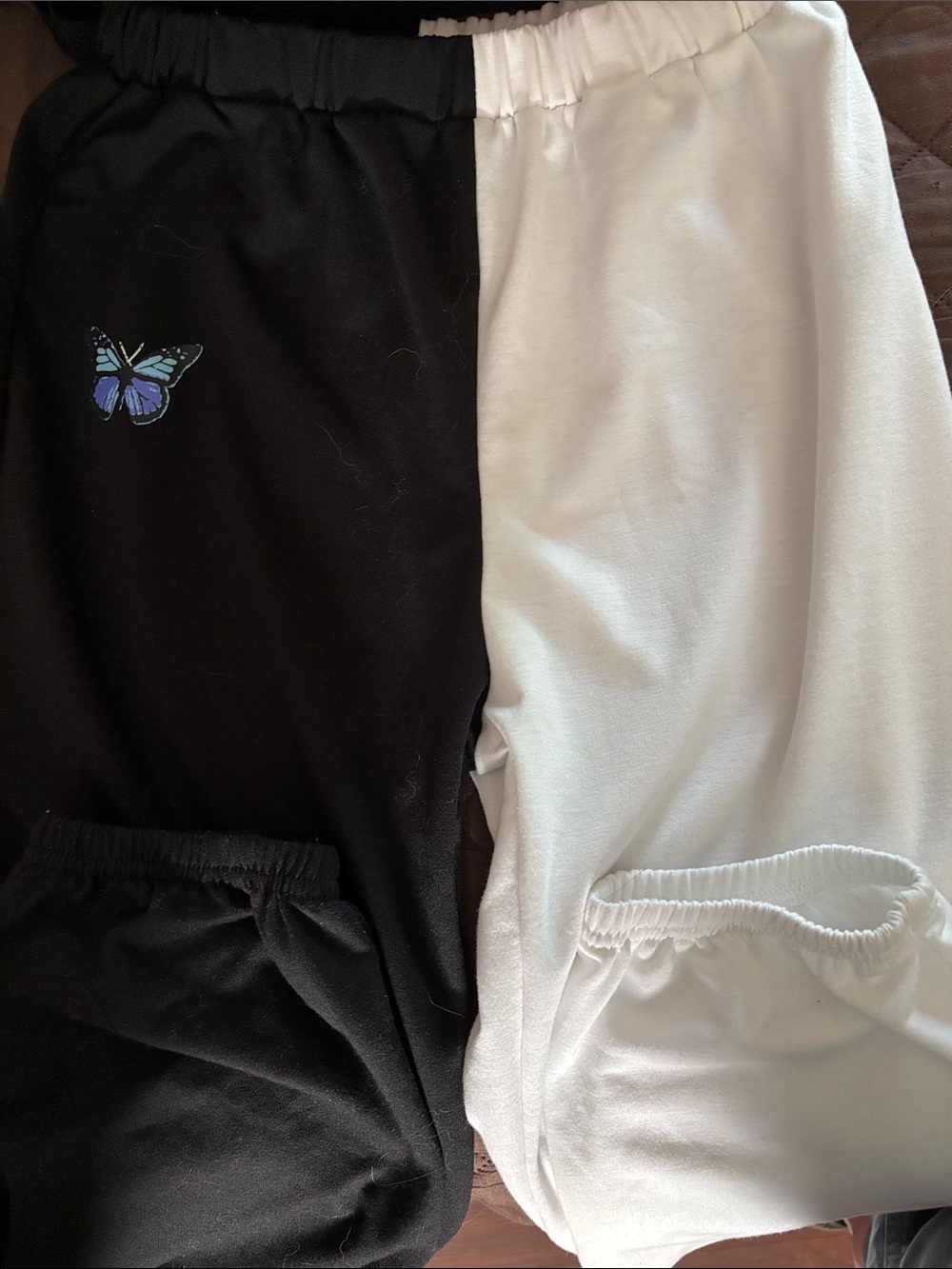 SHEIN Black and White Colorblock Butterfly Sweatpants